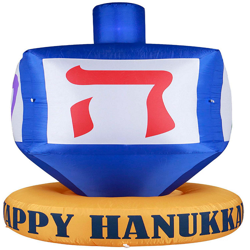 Gardenised Giant Hanukkah Inflatable Dreidel - Yard Decor with Built-in Bulbs, Tie-Down Points, and Powerful Built in Fan Image