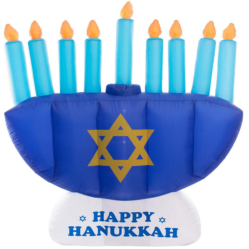Gardenised Giant Hanukkah Inflatable Menorah - Yard Decor with Built-in Bulbs, Tie-Down Points, and Powerful Built in Fan Image