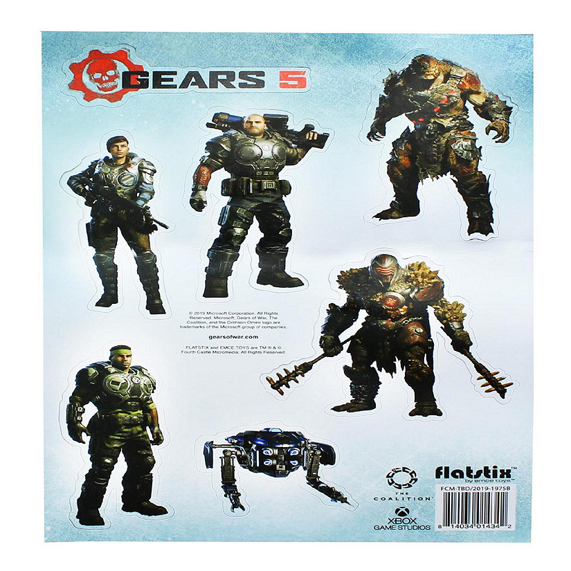 Gears of War 5 Fridge Magnet Stickers  6 Character Designs  7 x 10 Sheet Image