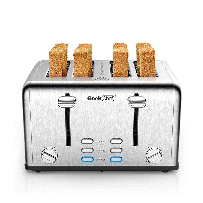 Geek Chef Toaster 4 Slice, Geek Chef Stainless Steel Extra-Wide Slot Toaster with Dual Control Panels Image