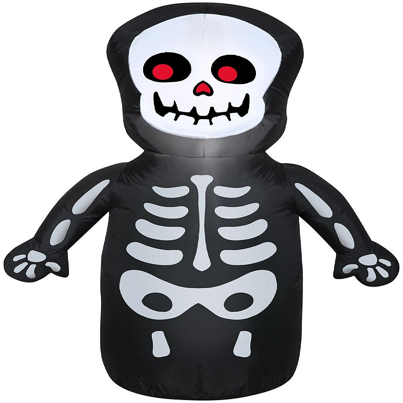 Gemmy Airblown Happy Skeleton  3.5 ft Tall  Multicolored Image