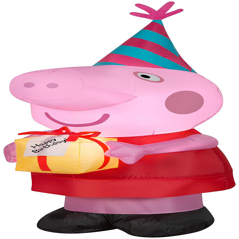 Gemmy Airblown Inflatable Birthday Party Peppa Pig 3.5 ft Tall pink