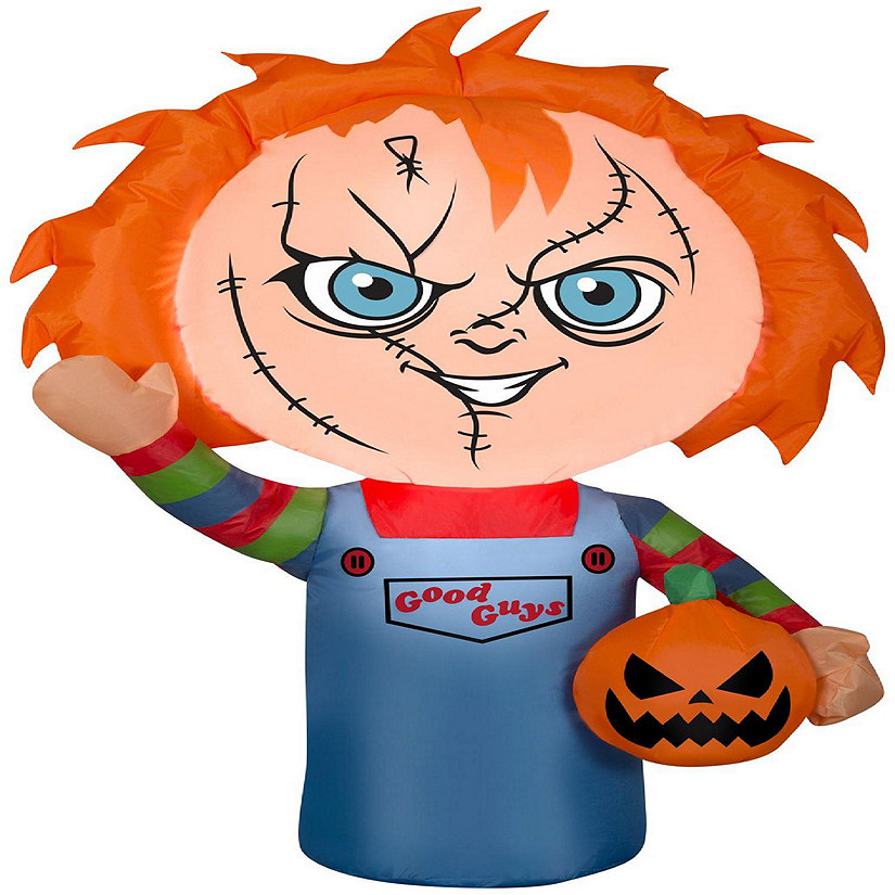 Gemmy Airblown Inflatable Chucky CarBuddy  3 ft Tall  Orange Image
