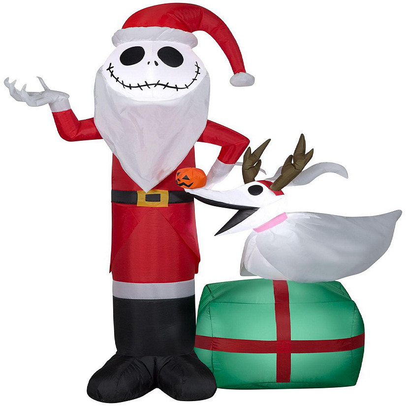 Gemmy Airblown Inflatable Inflatable Jack Skellington as Santa and Zero