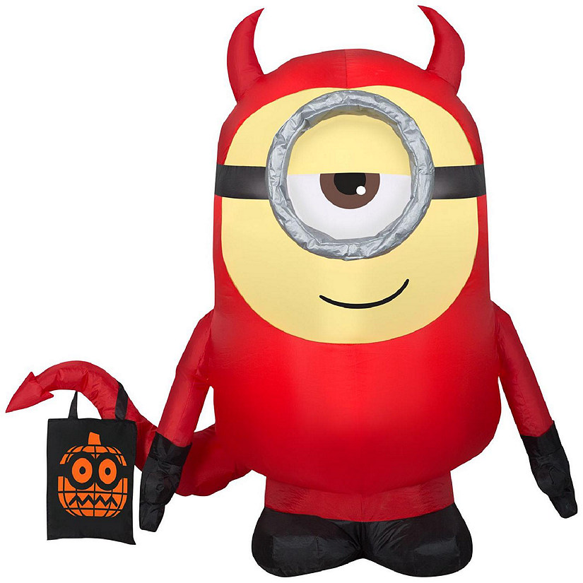 Gemmy Airblown Inflatable Minion Stuart in Devil Costume  3.5 ft Tall  Red Image