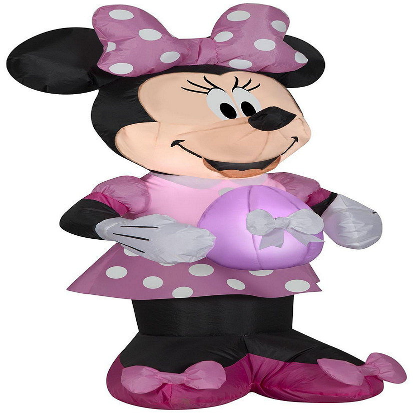 Gemmy Airblown Inflatable Minnie Mouse in Pink Polka Dot Easter Dress  3.5 ft Tall  pink Image