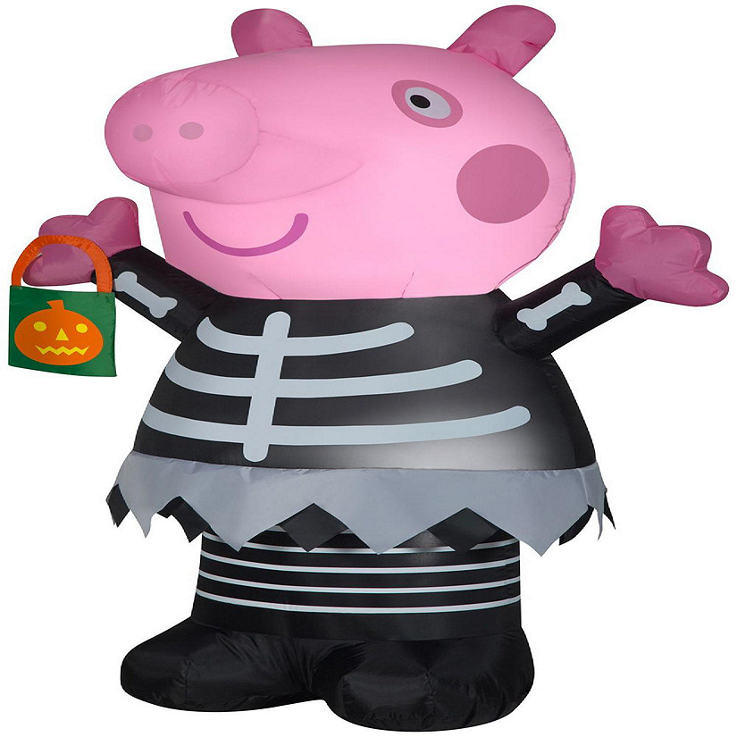Gemmy Airblown Inflatable Peppa Pig in Skeleton Costume  4.5 ft Tall  Pink Image