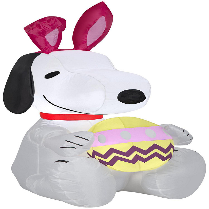 Gemmy Airblown Inflatable Snoopy with Bunny Ears and Decorated Egg  3.5 ft Tall  white Image