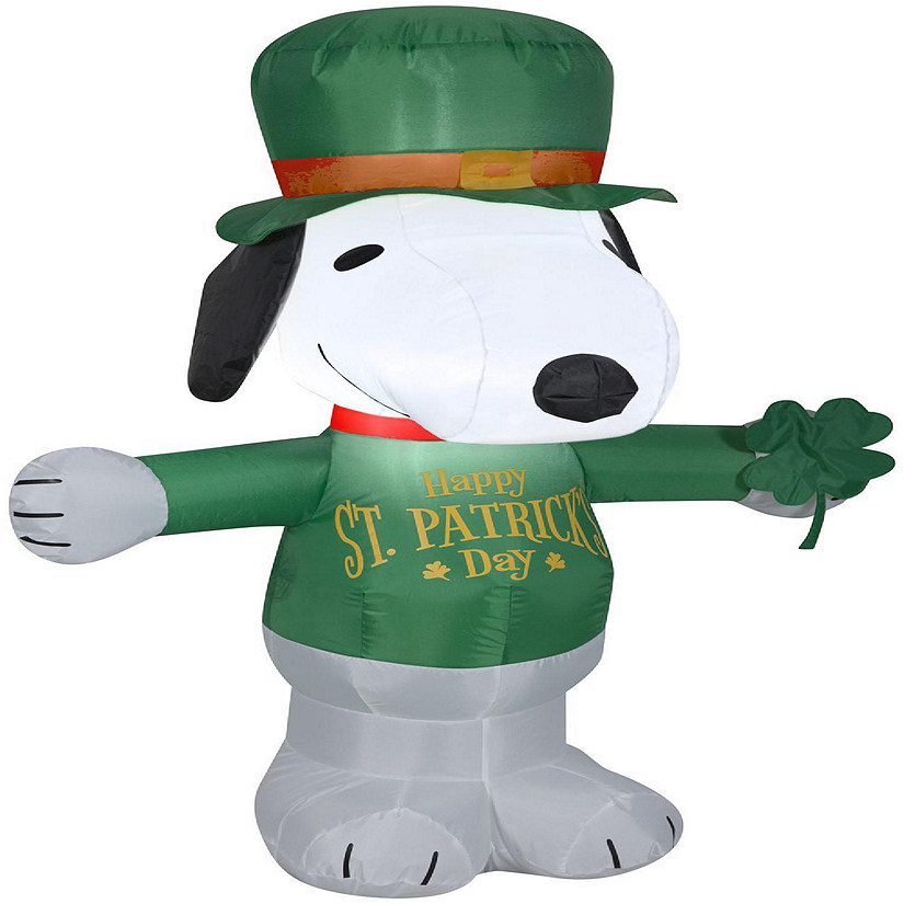 Gemmy Airblown Inflatable St. Patrick's Day Snoopy  3.5 ft Tall  white Image