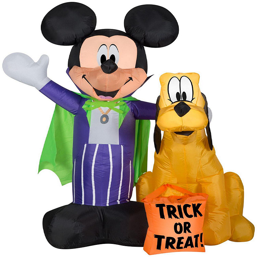 Gemmy Airblown Inflatable Vampire Mickey Mouse and Pluto  5 ft Tall  purple Image