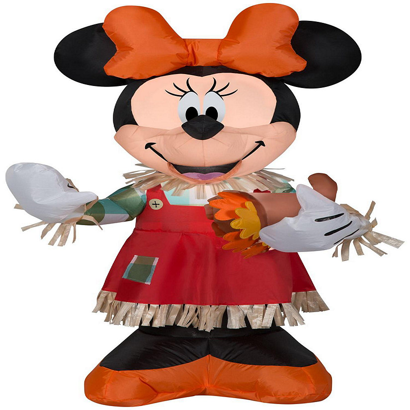Gemmy Airblown Minnie Holding Cornucopia Disney   3.5 ft Tall  orange Image