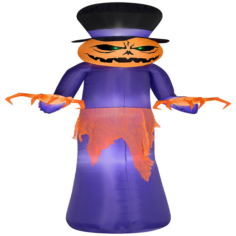 Gemmy Airblown Pumpkin Reaper with Top Hat Giant 12 ft Tall Purple ...