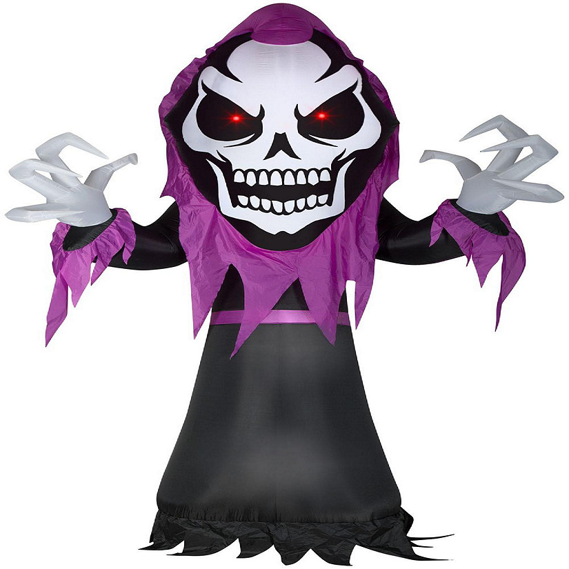 Gemmy Airblown Skeleton Reaper with Red LED Eyes Giant  10.5 ft Tall  Multicolored Image