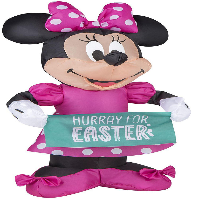 Gemmy Airdorable Airblown Minnie with Banner Disney  1.5 ft Tall  Pink Image