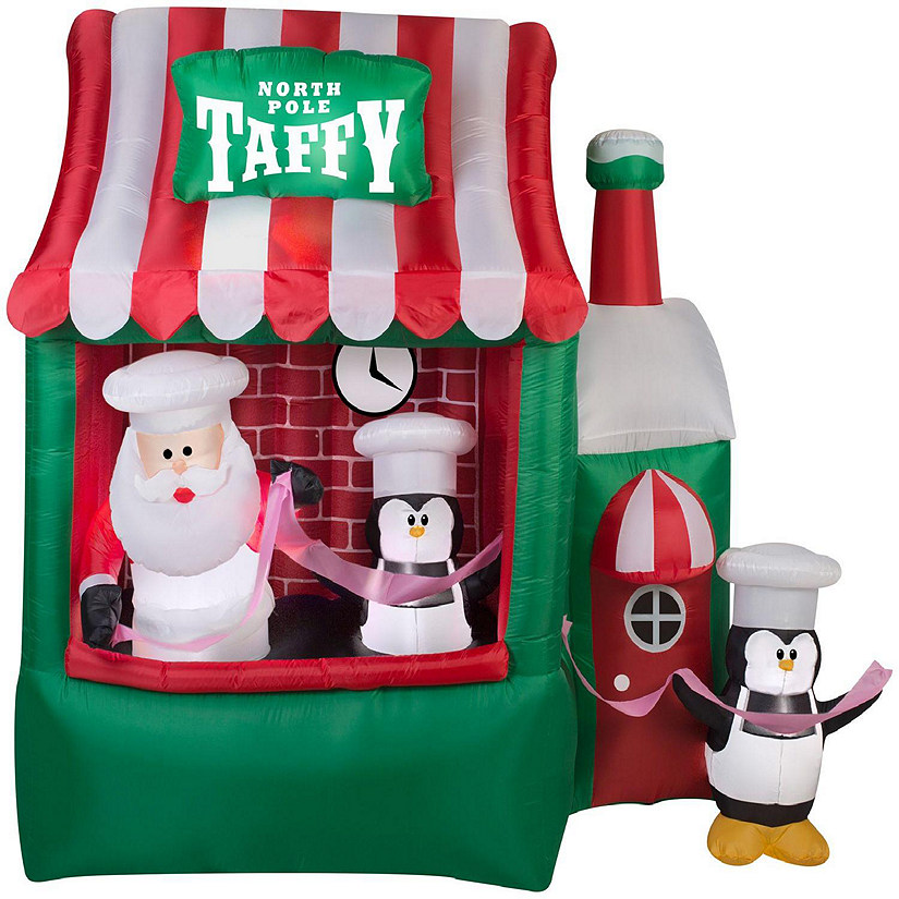 Gemmy Animated Christmas Airblown Inflatable North Pole Taffy Stand  7 ft Tall  Multicolored Image