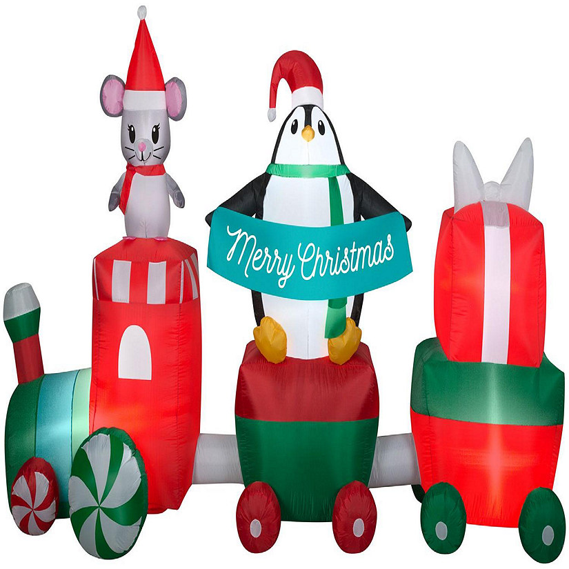 Gemmy Christmas Airblown Inflatable Christmas Train Scene  5.5 ft Tall  Multicolored Image