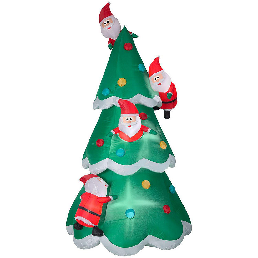 Gemmy Christmas Airblown Inflatable Christmas Tree of Many Santas Scene ...