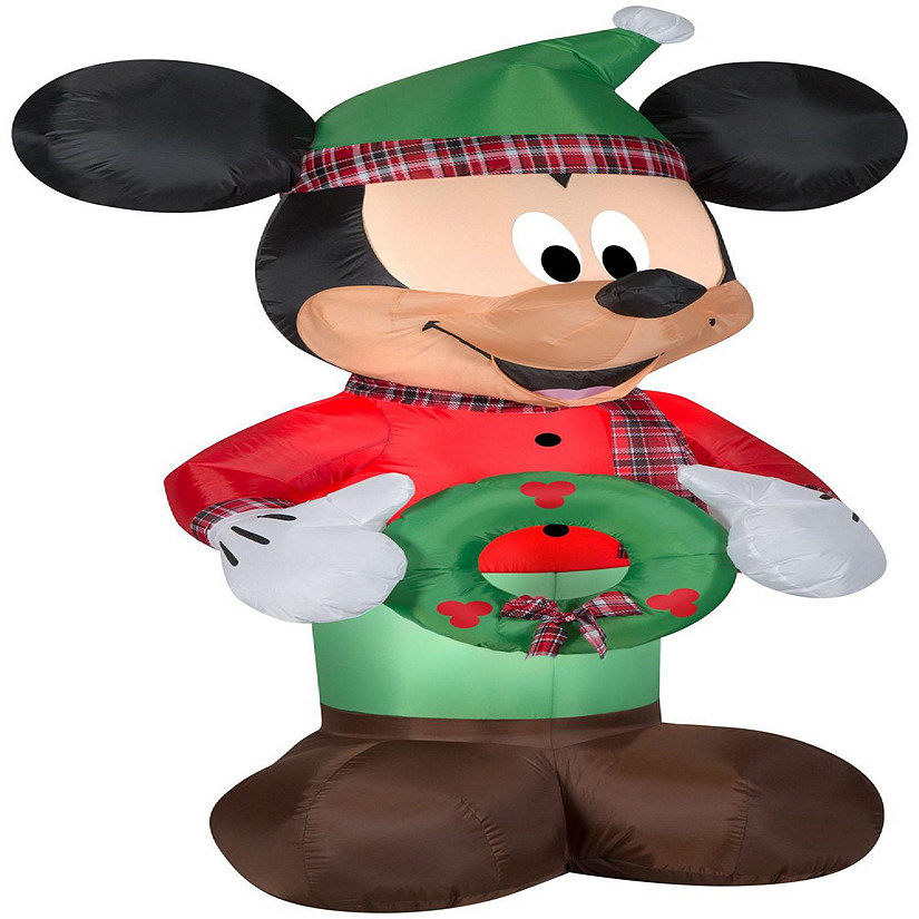 Gemmy Christmas Airblown Inflatable Inflatable Mickey Mouse with Plaid Accents  6 ft Tall  green Image