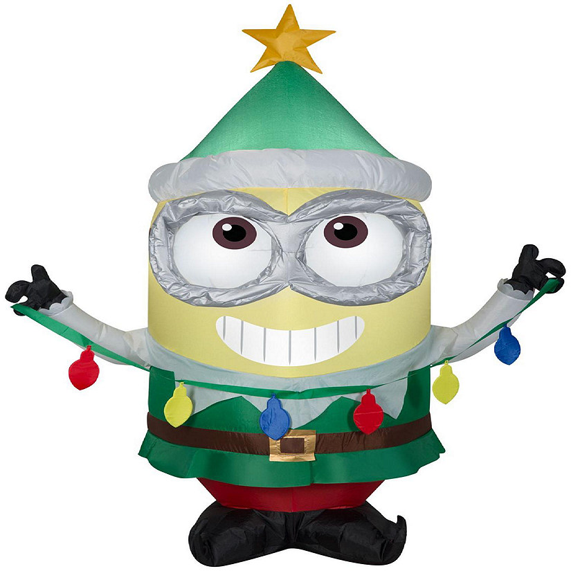 Gemmy Christmas Airblown Inflatable Inflatable Minion Dave with Light String  3.5 ft Tall  yellow Image