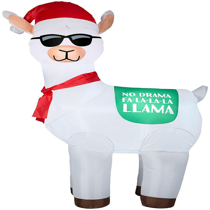 Gemmy Christmas Airblown Inflatable Inflatable No Drama Fa La La La Christmas Llama  6 ft Tall Image