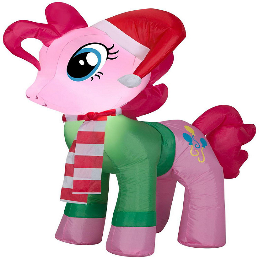 Gemmy Christmas Airblown Inflatable Inflatable Pinkie Pie with Santa Hat and Green Sweater Image