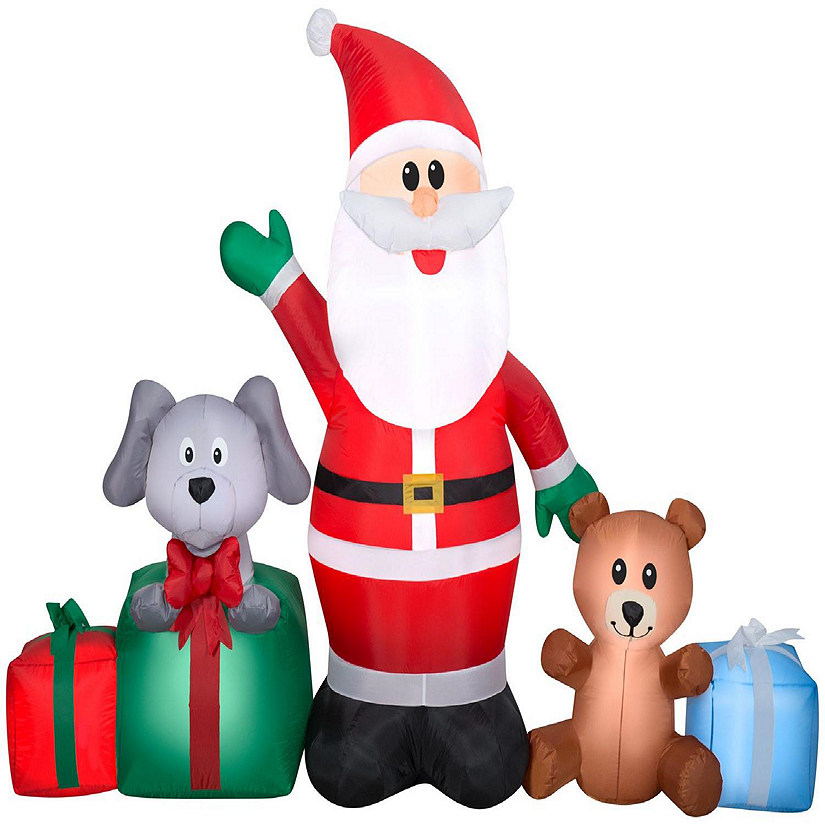 Gemmy Christmas Airblown Inflatable Inflatable Santa and Friends  5 ft Tall  red Image