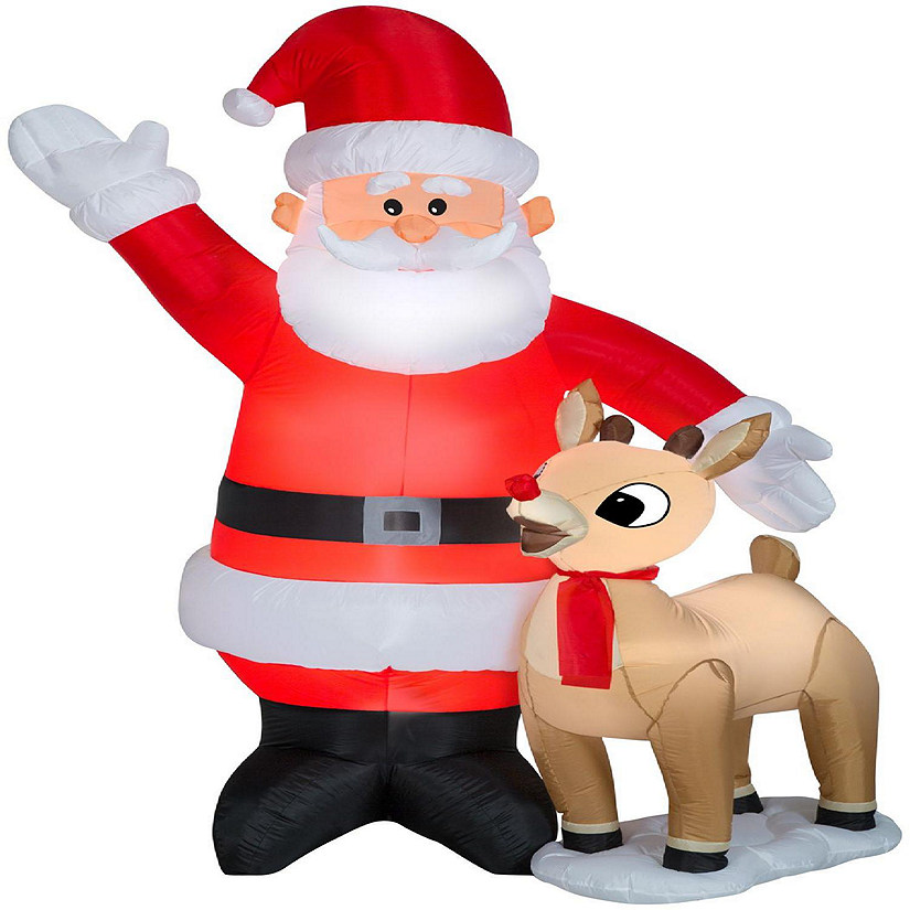 Gemmy Christmas Airblown Inflatable Inflatable Santa And Rudolph The Red Nosed Reindeer 75 Ft Tall