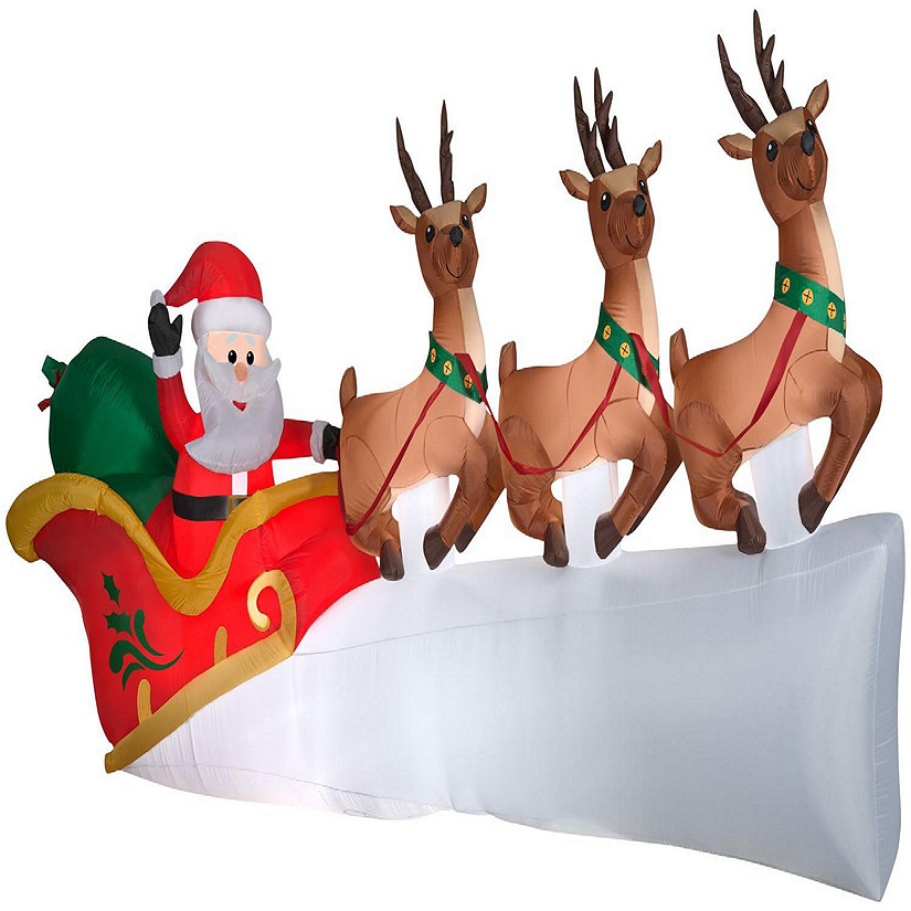 Gemmy Christmas Airblown Inflatable Inflatable Santa's Flying Sleigh  5.5 ft Tall  white Image