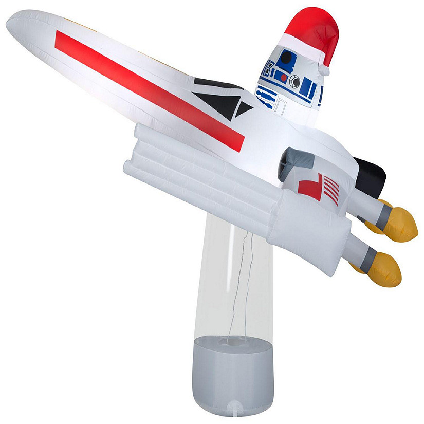 Gemmy Christmas Airblown Inflatable Inflatable Star Wars X Wing with R2 D2&#8482;  6 ft Tall  white Image