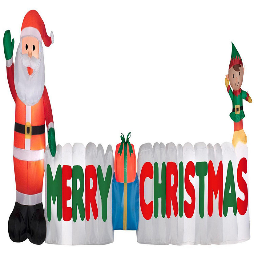 Gemmy Christmas Airblown Inflatable Merry Christmas Sign Scene  4 ft Tall  Multicolored Image