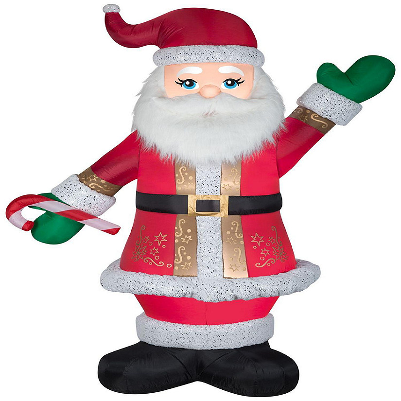 Gemmy Christmas Airblown Inflatable Mixed Media Luxe Santa with Candy Cane  8 ft Tall  Multicolored Image