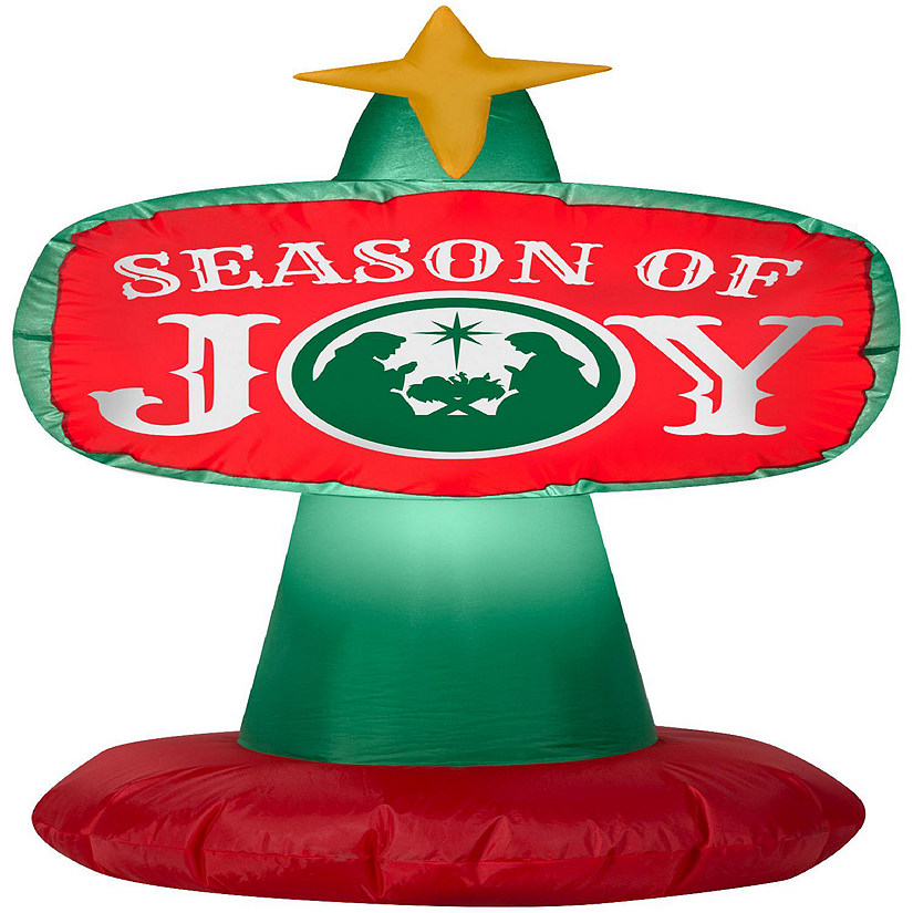 Gemmy Christmas Airblown Inflatable Outdoor Season of Joy Sign  3.5 ft Tall  red Image