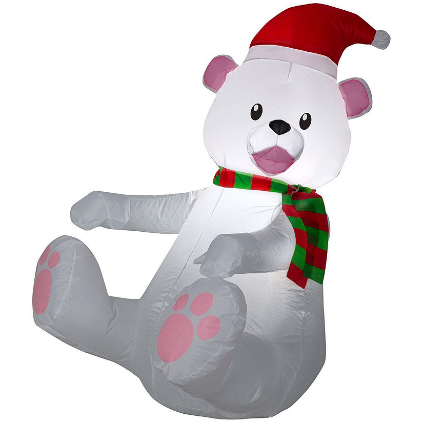 Gemmy Christmas Airblown Inflatable Polar Bear  3.5 ft Tall  Multicolored Image