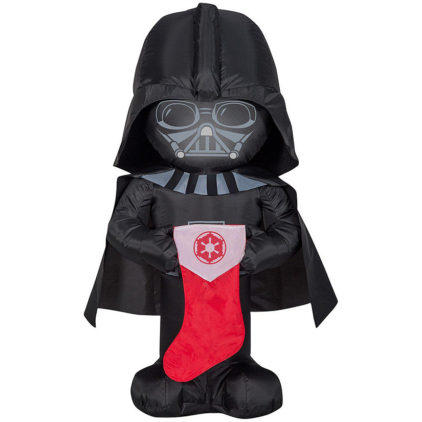 Gemmy Christmas Airblown Inflatable Stylized Darth Vader with Stocking  3.5 ft Tall  Multicolored Image