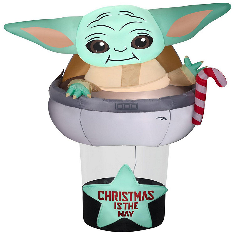 Gemmy Christmas Airblown Inflatable The Child in Pod Scene Star Wars  6 ft Tall  grey Image