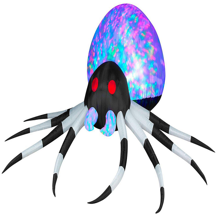 Gemmy Projection Airblown Kaleidoscope Black/White Spider (RGB)  2.5 ft Tall  Multicolored Image