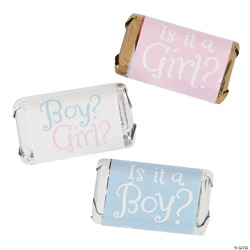 Gender Reveal Mini Candy Bar Sticker Labels - 30 Pc. Image