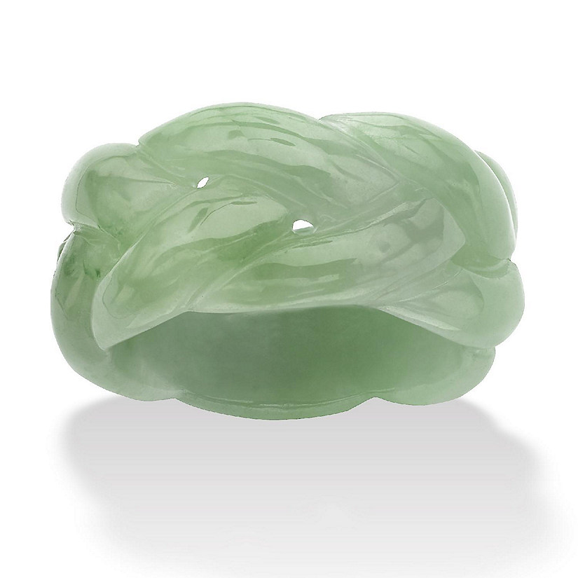 Genuine Green Jade Braided Eternity Ring Size 10 Image