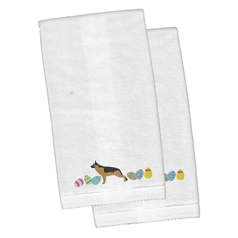 German Shepherd Easter White Embroidered Plush Hand Towel - Set of 2 Image