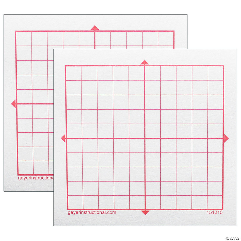 Geyer Instructional Graphing 3M Post-it Notes, XY Axis, 10 x 10 Square Grid, 4 Pads Per Pack, 2 Packs Image