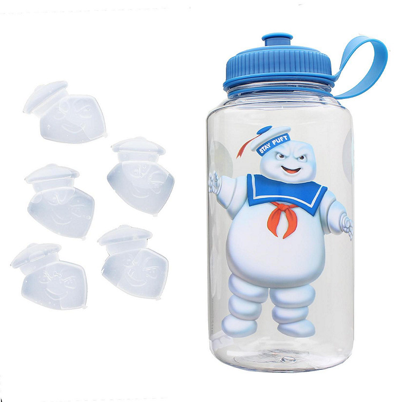 Ghostbusters Stay Puft 32oz Plastic Water Bottle w/ Ice Cube Molds Image