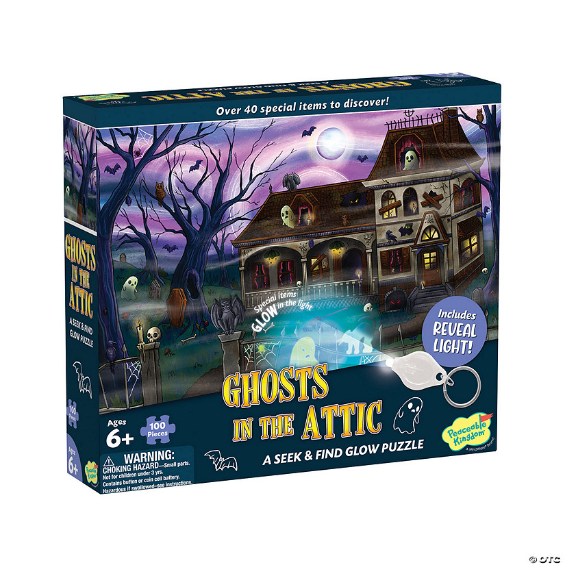 Ghosts In The Attic Seek & Find Glow Halloween Puzzle Image