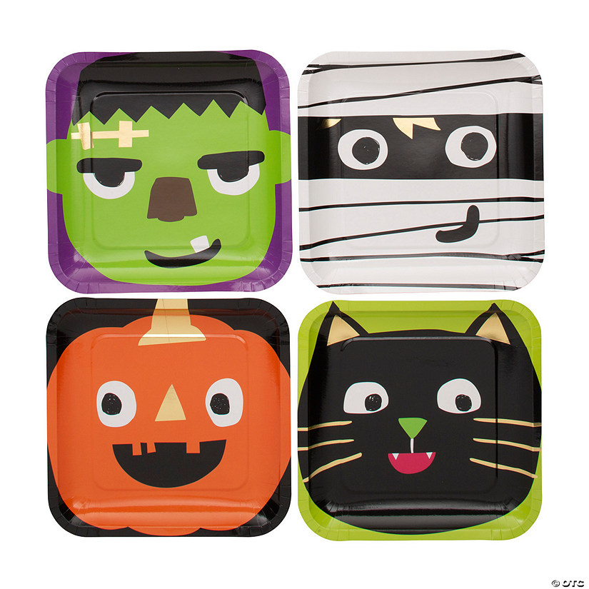 Ghoul Gang Halloween Party Square Paper Dinner Plates - 8 Ct. Image