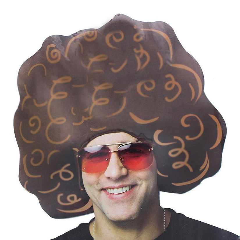 Giant Brown Foam Afro Adult Costume Hat Image