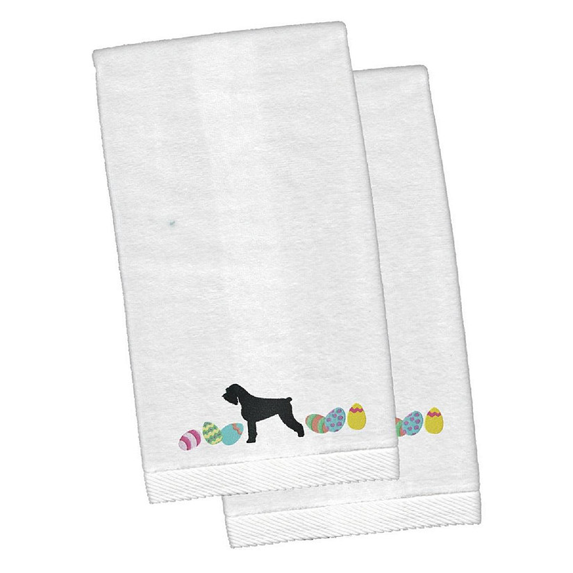 Giant Schnauzer Easter White Embroidered Plush Hand Towel - Set of 2 Image