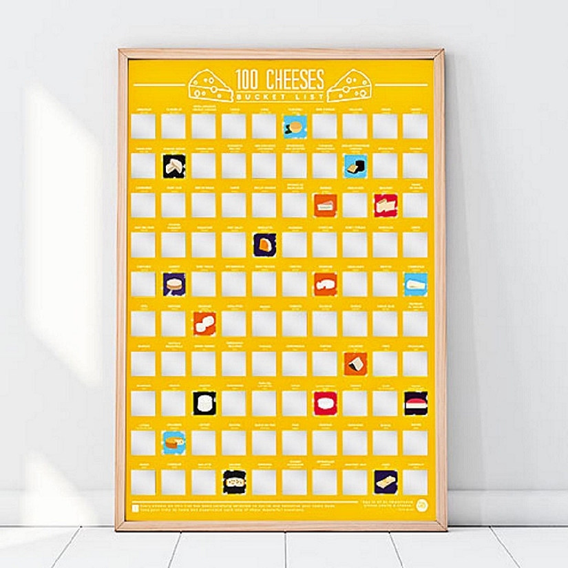 Gift Republic 100 Cheeses Bucket List Scratch Off Poster Yellow Image