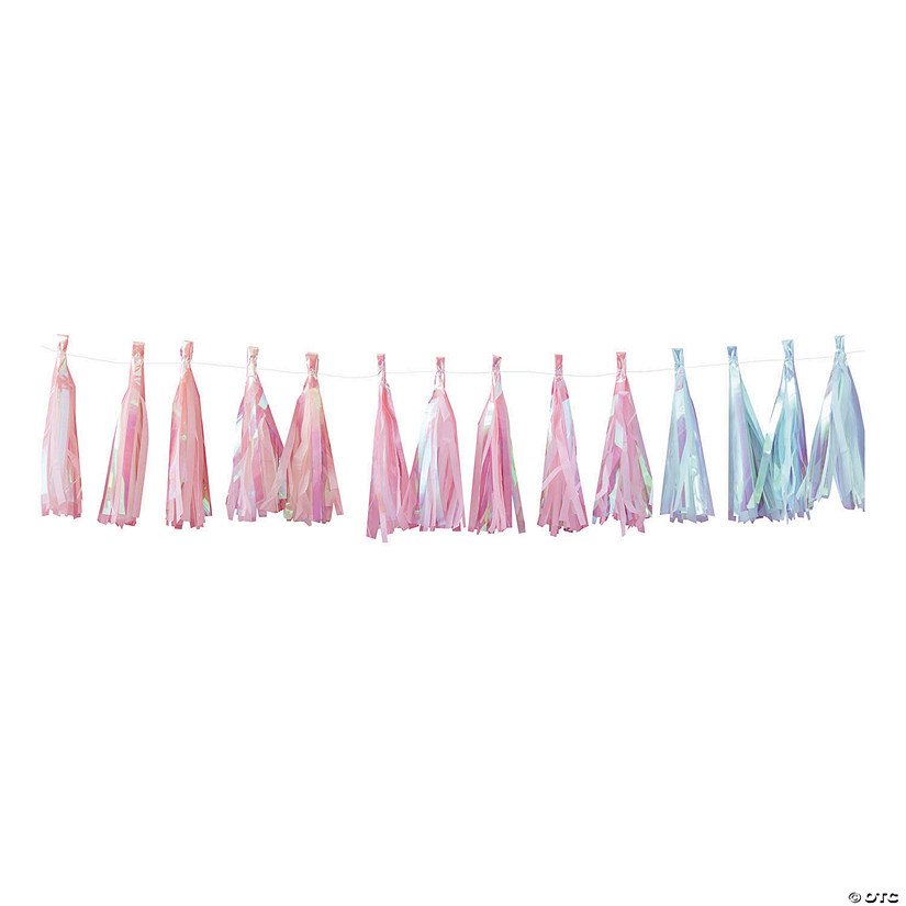 pink and blue tassel garland