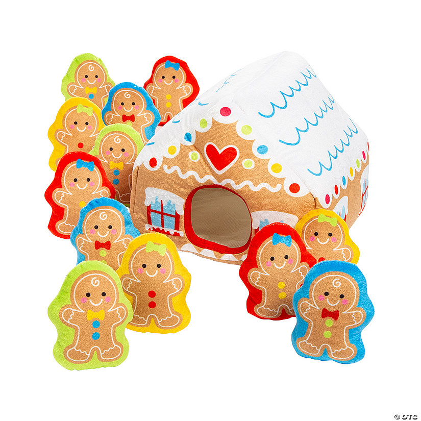 Gingerbread House with Stuffed Peekaboo Figures - 13 Pc. Image