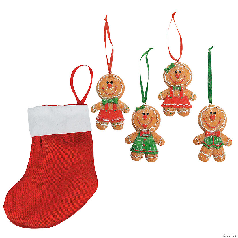 Gingerbread Ornament & Red Stocking Holiday Gift Kit for 12 Image