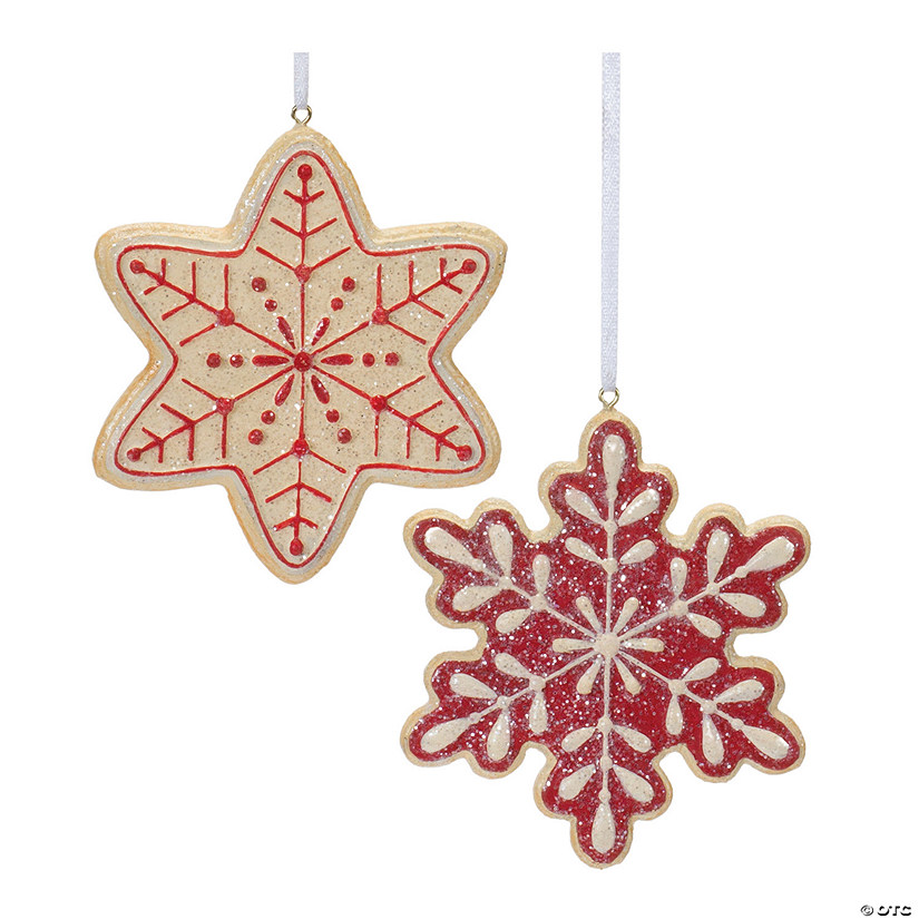 Gingerbread Snowflake Cookie Ornament (Set Of 12) 4"H Resin Image